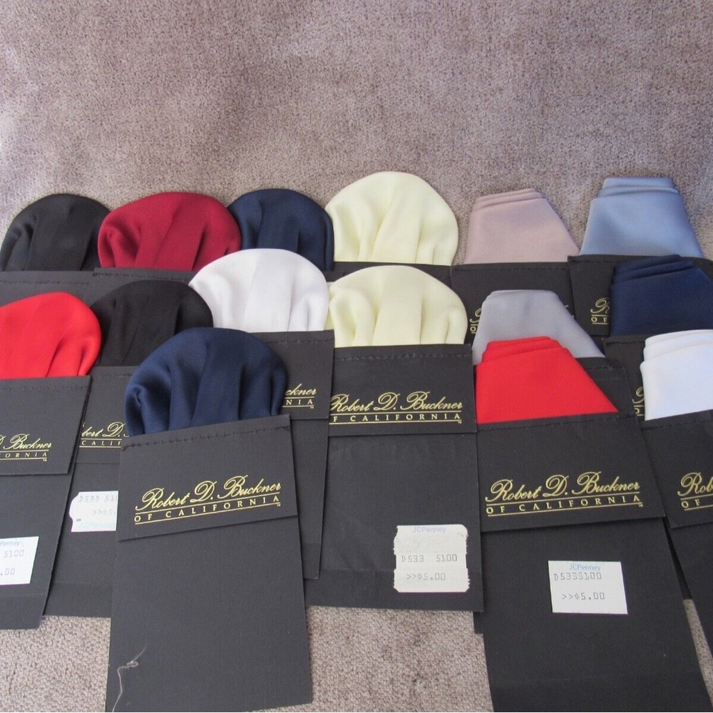 15 Pre-Folded Men Pocket Square handkerchief Towncraft by Robert Buckner